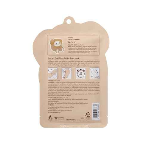 TONYMOLY x Squishmallows Benny Shea Butter Foot Mask Set of 3 ? Hydrating & Moisturizing Pedi Treatment for Dry, Cracked Heels and Callused Feet ? Nourishing Softening Self Care Skincare Gift