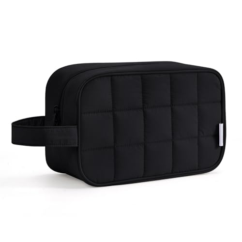 Narwey Puffy Travel Toiletry Bag for Traveling Women Girl, Travel Bag for Toiletries, Cute Travel Makeup Bag Organizer, Quilted Cosmetic Bag Make Up Skincare Medicine Bags