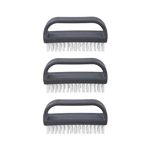 Superio Stiff Nail Brush with Handle 3 Pack Fingernail Scrub Cleaning Brushes for Toes and Nails, All-Purpose Cleaning Brush for Home, Kitchen, Work