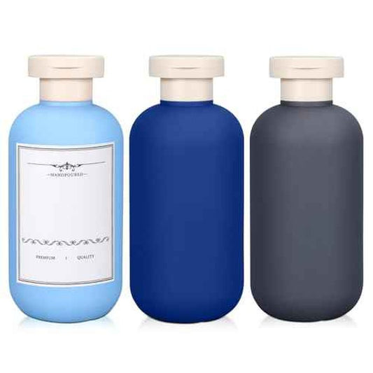ASEVAT 6.7oz Sealed Plastic Travel Shampoo Bottles, Travel Shampoo and Conditioner Bottles Refillable, Empty Squeeze Bottle, Hand Soap Dispenser for Vacation, Gym, Home(BlueNavyGrey)