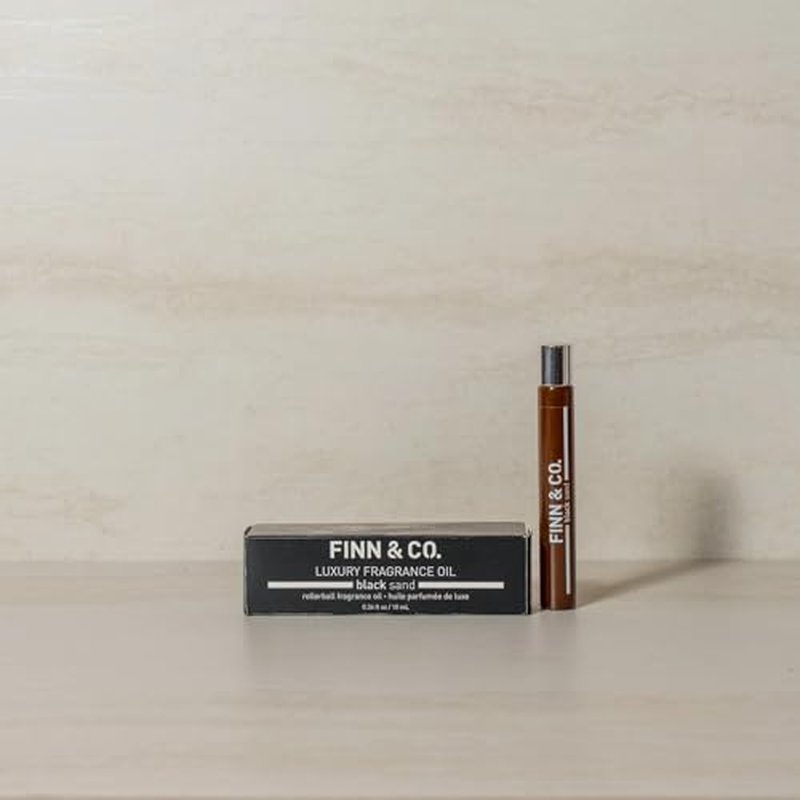 FINN & CO. Black Sand Rollerball Fragrance Oil - Long Lasting Unisex Scent with Beachy Notes - Compact & Spill Proof Rollerball Perfume - Travel Size Perfume for Women & Men | 0.34 oz