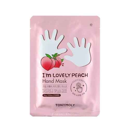 TONYMOLY I¡¯m Lovely Peach Hand Mask ? Hydrating & Moisturizing Korean Hand Treatment Gloves with Peach, Plum & Honeysuckle Extracts ? Phone Screen Friendly, 5pk