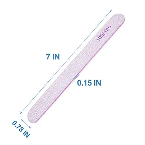50 Pcs Nail File, Emery Board Nail Files for Acrylic Nails and Natural Nails, 100/180 Grit Double Sided Fingernail File Gel Nail Professional Reusable Washable Manicure Pedicure Kit Set Gray