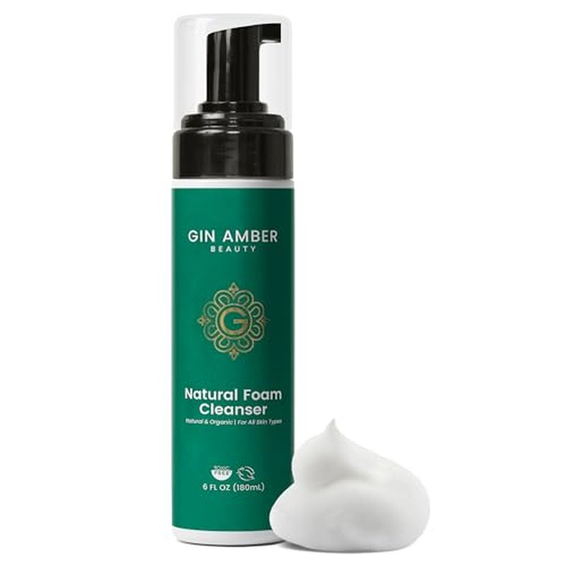 Gin Amber Beauty Natural Foaming Face Wash for Women & Men ? Gentle Facial Cleanser for Skincare Tools & Daily Use - (6 Fl oz - 180 ml)