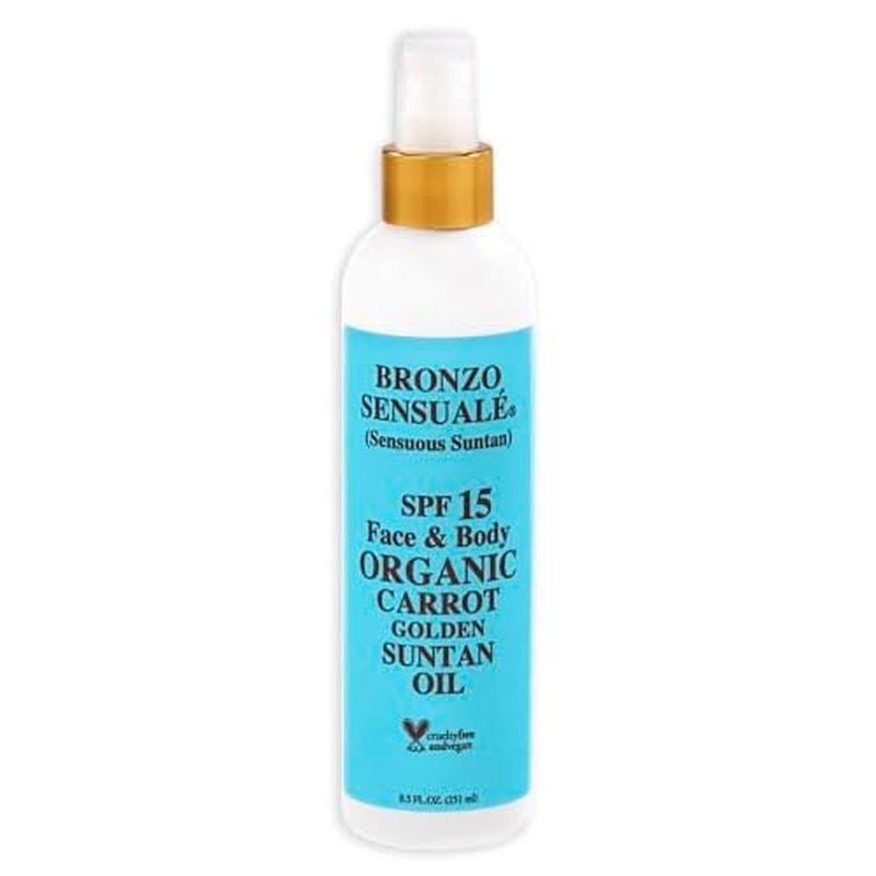 SPF 15 Sunscreen Protective Golden Tanning Organic Carrot Oil 8.5 Ounces