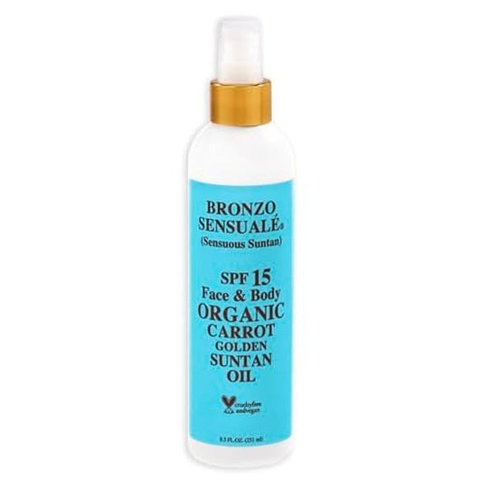 SPF 15 Sunscreen Protective Golden Tanning Organic Carrot Oil 8.5 Ounces