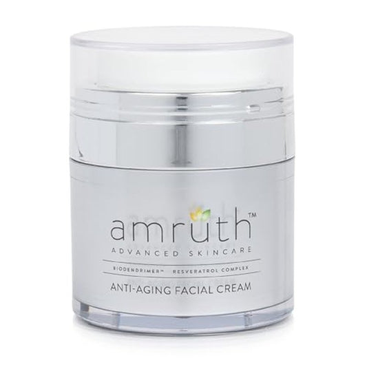 Amruth Resveratrol Daily Anti-Aging Facial Cream, 1oz Jar with Pump, Lightweight, Firms and Nourishes Skin, Smooths Appearance of Fine Lines and Wrinkles