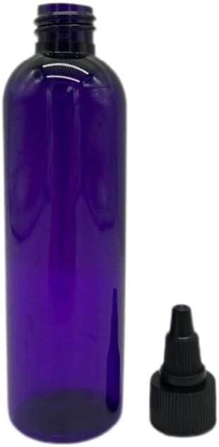 Purple Cosmo Plastic Bottles - 12 Pack BPA-Free Refillable Essential Oil Containers | Black Twist Top Cap - 4 oz Each