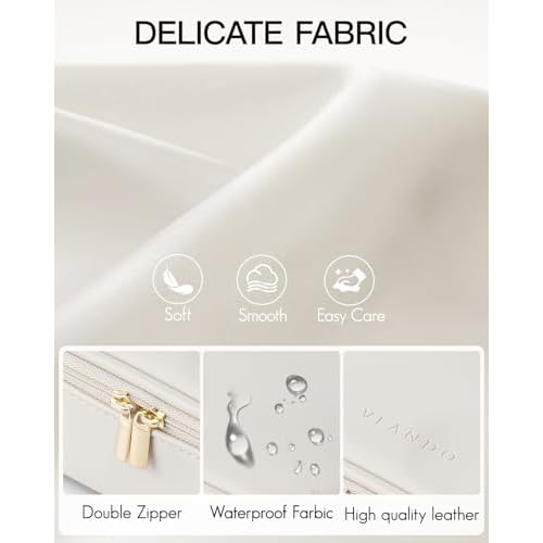 Vlando Travel Makeup Bag,Small Makeup Pouch Cosmetic Bag for Women Makeup Organizer Bag Gifts for Women Girlfriend Teacher Mom Brithday Gifts-White