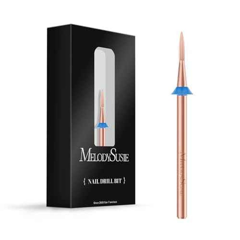 MelodySusie Flame Hexagon Nail Drill Bit, Professional Safety Carbide Under Nail Cleaner for Cuticle Dead Skin Nail Prepare, Two Way Rotate, Manicure Nail Salon Supply, M, Rose Gold