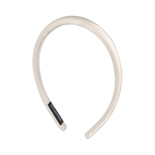 Headbands for Women, White Womens Thick Silk Satin Super Soft & Comfortable Sponge Padded Headbands Hair Bands Hoops Accessories for Women Girls