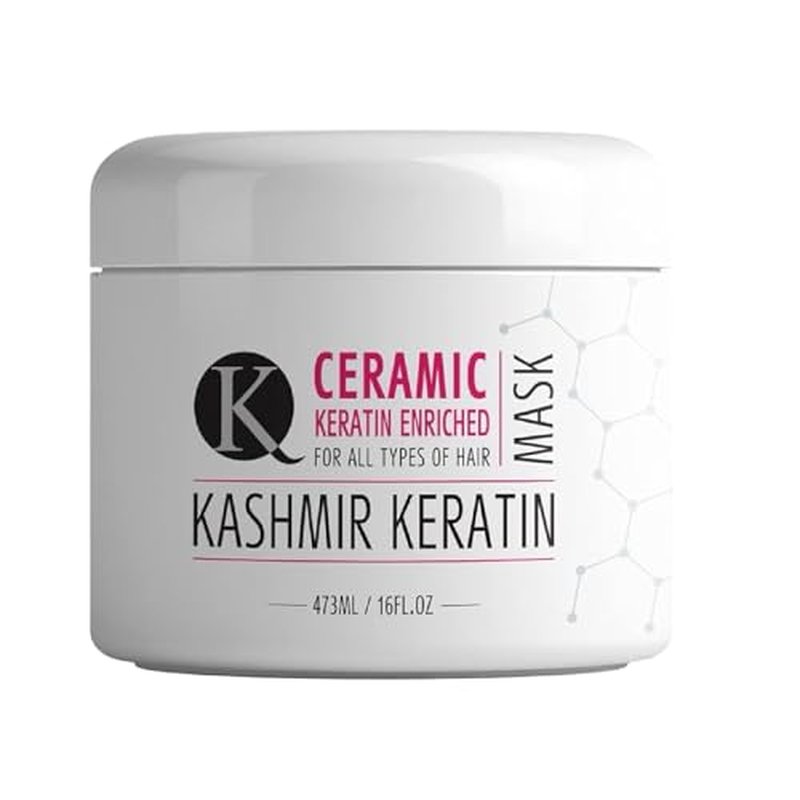 Kashmir Keratin Ceramic Hair Mask,deeply conditions dry, damaged hair, repairs with keratin, making it soft, frizz-free, hydrated, well-conditioned, and adds shine.(16 oz)