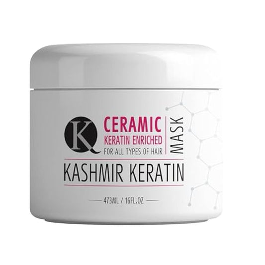 Kashmir Keratin Ceramic Hair Mask,deeply conditions dry, damaged hair, repairs with keratin, making it soft, frizz-free, hydrated, well-conditioned, and adds shine.(16 oz)