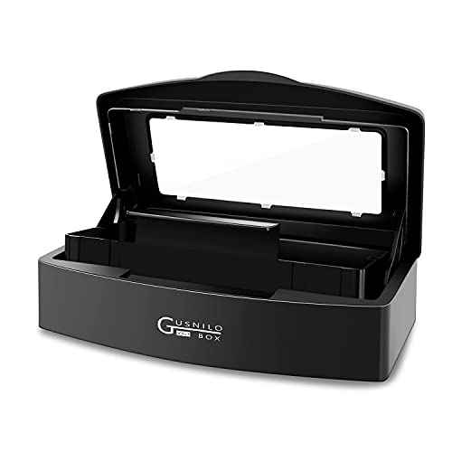 Gusnilo Nail Tool Sterilizer Box Plastic Disinfectant Container Barbicide Disinfectant Tray for Nail Tools, Tweezers, Hair Salon, Spa and Trimmer Manicure Equipment (Black)