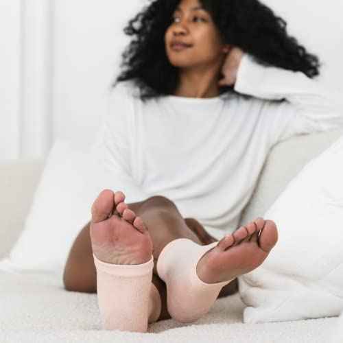 Bare August Moisturizing Heel-Repair Gel Socks ? Overnight Spa Sleep Socks for Dry, Cracked Heels & Soft Feet