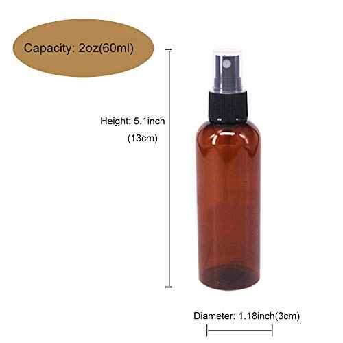 24 Pack 2oz Amber Plastic Spray Bottles For Essential Oils, Perfumes, Cosmetics, Alcohol, Fine Mist Spray Bottle, Mini Travel Bottle, Small Refillable Liquid Containers