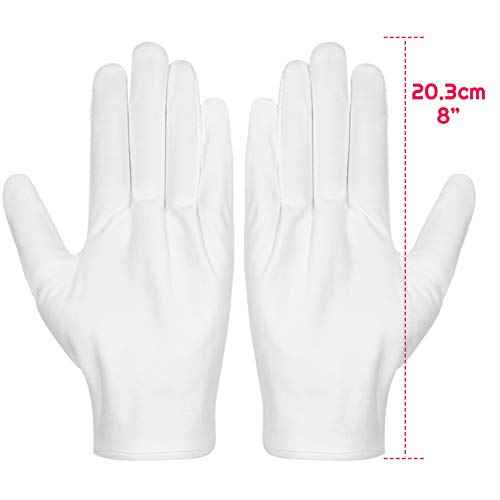 Cotton Gloves, Selizo 3 Pairs White Cotton Gloves Gloves for Women Men Eczema Dry Hands Moisturizing Serving Archival Cleaning Jewelry Silver Inspection