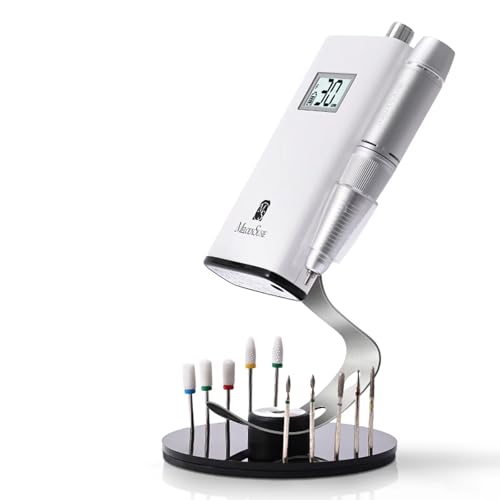 MelodySusie Clip-On Nail Drill Holder with 10 Drill Bits Holes,Acrylic Base Stand for All Clip-On Electric Nail File,Especially for SC300F,SC320H,SC320F,SC320D,SC330G,SM330G,SC320C,MM400D,MB420G