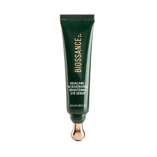 Biossance Squalane + 5% Niacinamide Eye Serum ? Brightening & Depuffing Treatment for Dark Circles ? Vitamin C & Caffeine Formula ? Stainless Steel Rollerball for Soothing Massage ? For All Skin Types