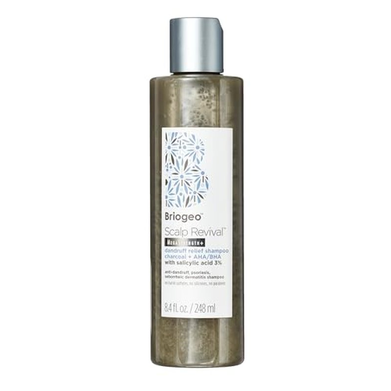 Briogeo Scalp Revival Megastrength Dandruff Shampoo, Charcoal + AHA/BHA with Salicylic Acid 3%, Anti-Dandruff Shampoo to Soothe a Dry, Flaky, Itchy Scalp,, Vegan, Cruelty-Free, 8.4 fl oz