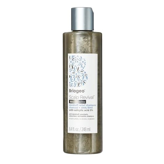 Briogeo Scalp Revival Megastrength Dandruff Shampoo, Charcoal + AHA/BHA with Salicylic Acid 3%, Anti-Dandruff Shampoo to Soothe a Dry, Flaky, Itchy Scalp,, Vegan, Cruelty-Free, 8.4 fl oz