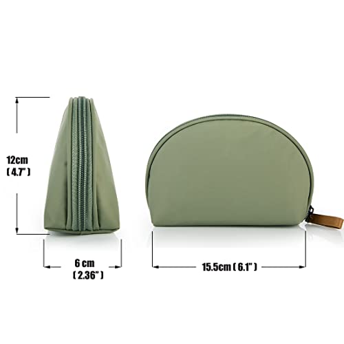 Hekyip Half Moon Cosmetic Beauty Bag for Purse Travel Handy Makeup Pouch for Women Girls (Green)