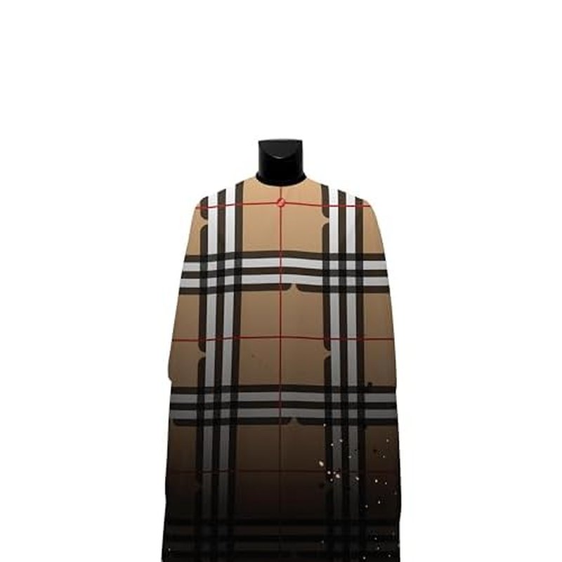 Illuzien Tan Plaid PRO Barber Cape, Hair Cut Cape, Water-Resistant Barber Accessories, Professional Cape