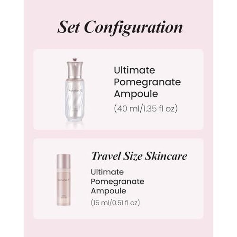 Sooryehan Ultimate Pomegranate Ampoule gift Set (55 ml/1.86 fl oz) - Skin Elasticity, Reduced Wrinkles & Skin Tone Improvement by LG Beauty. Collagen, Elastin, Vitamin C, Propolis,