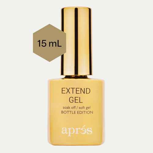 Apres Nail Extend Gel Gold Bottle | 15mL | Premium Quality | Soft Gel, Gel-X Tips Adhesive, Easy Application, Easy Removal, Soak Off, Applicator Included