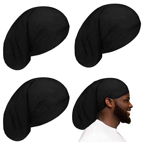 4 Pieces Unisex Dreadlock Cap Long Hair Dreads Head Wrap Sleeping Cap Hair Accessories Sleep Bonnet for Men Women