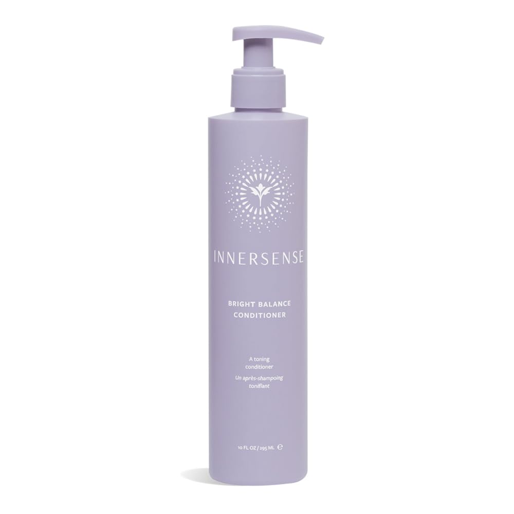 INNERSENSE Organic Beauty - Bright Balance Purple Toning Conditioner | Coconut + Pumpkin Seed Oil to Nourish + Moisturize Light + Gray Hair | Non-Toxic, Cruelty-Free | Paraben Free (10 fl oz | 295 ml)