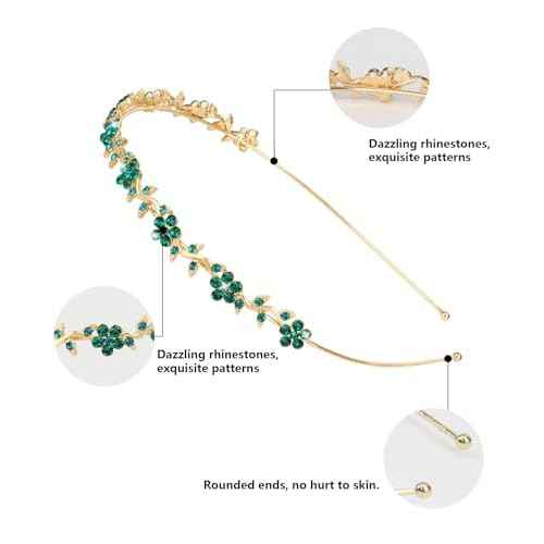 Wecoe 4 Pack Rhinestone Headband for Women and Girls, Flower Wedding Headband, Bridal Shower, Party, Prom, Cosplay, Hair Accessories, Gifts