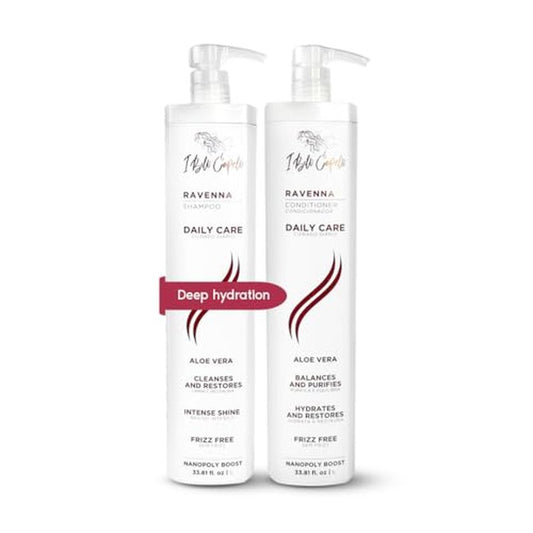 I Belli Capelli Ravenna Aloe Vera Shampoo & Conditioner Set ? Sulfate & Paraben-Free, Deep Moisture, Breakage Reduction for Dry, Damaged & All Hair Types, 2¡¿1L (33.8 fl oz each)
