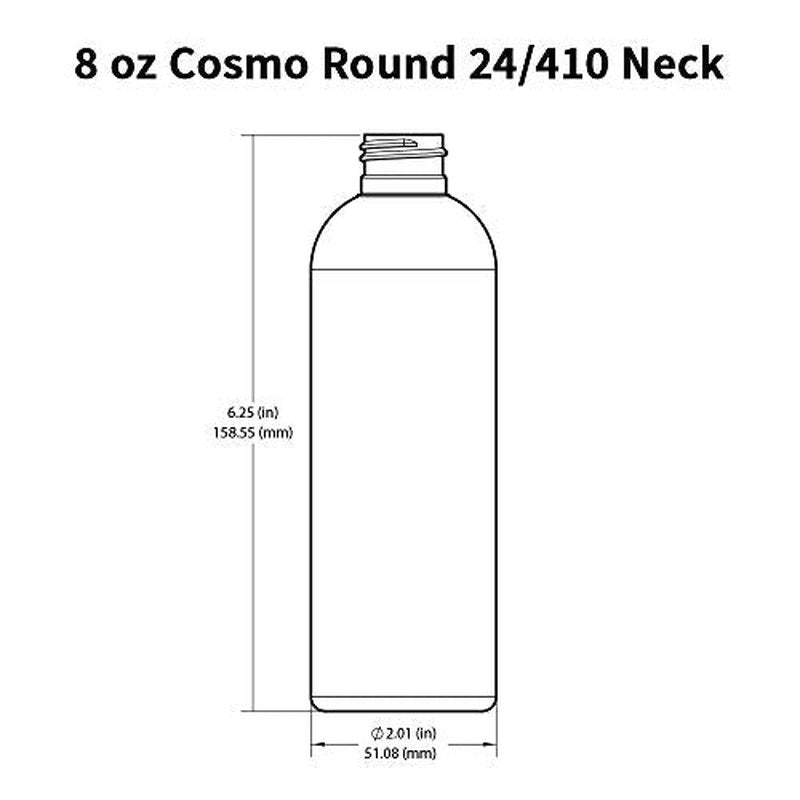 25 PCS Empty White HDPE Bottle 8oz - Cosmo Round Plastic Bottles - 24/410 Neck Black Disc Cap - 24 mm Foil Pressure Seal for Freshness and Leak Prevention - Phthalate Free Use for Safe Cosmetics