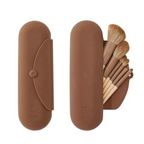 Silicone Makeup Brush Holder£¬Travel Makeup bag-Soft Portable Cosmetic Face Brushes Holder£¬Large Travel Makeup Brush Case with Anti-Fall Out Magnetic Closure