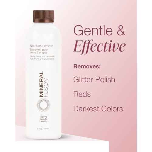 Mineral Fusion Nail Polish Remover - Acetone-Free Nail Care with Natural Solvents - Non Drying Liquid Formula - 6 fl oz