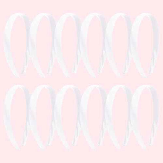 12Pcs White Headband for Women 0.8inch Satin Headbands Thin Hard Head Bands DIY Plain Hair Band White Satin Headband Fashion Hair Accessories for Women Girls