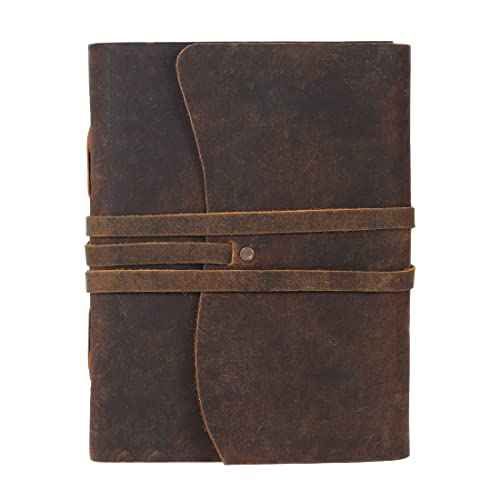 Leather Journal Notebook, Genuine Leather Journal for Men & Women Handmade Writing Travel Notebook, 240 Unlined Pages Vintage Notepad Gift: Rustic Brown (7"x5")