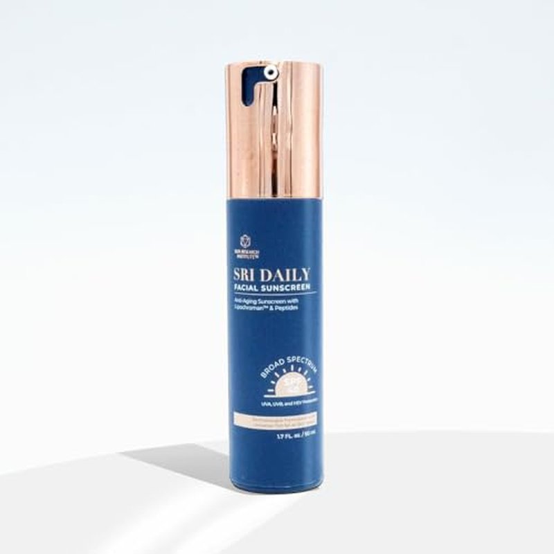 SRILabs Daily Facial Sunscreen - SPF 40 - Anti-Aging with Lipochroman & Peptides - Transparent Zinc Oxide - Universal tint & Weightless - 1.7 OZ