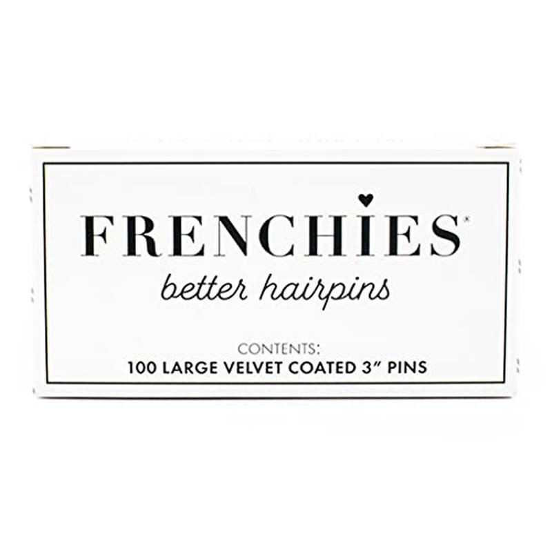 Frenchies French Twist Hair Pin, Ultra Flocked Extra Soft French Hair Pins for Women, Wedding, Updo Extensions, or Wig, 100 Count, Brown, Large (3 inch)