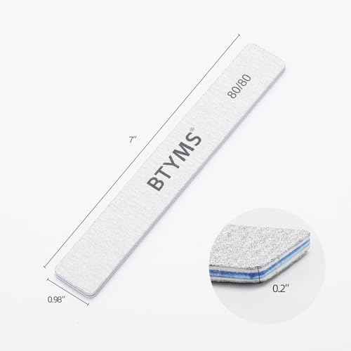 BTYMS 80/80 Grit Nail File - Professional Double-Sided Coarse Emery Boards for Shaping Acrylic & Gel Nails