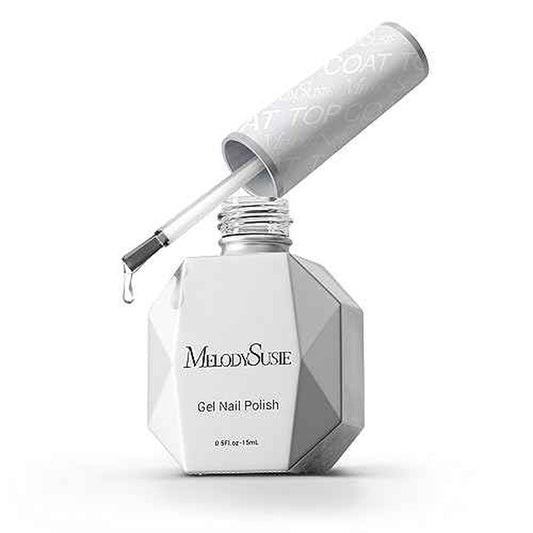 MelodySusie Gel Top Coat-15ml No Wipe Top Coat, High Gloss Shine Finish Long Lasting Top Gel for Clear Nail Gel and Acrylic Nails, for Home DIY and Nail Salon 0.5fl oz