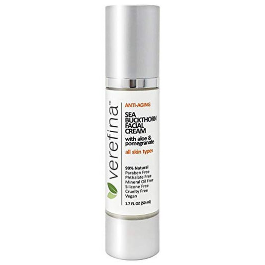 Verefina | Sea Buckthorn Anti-Aging Facial Cream | 99% Natural | Paraben Free | Pthalate Free | Mineral Oil Free | Silicone Free | Cruelty Free | Vegan | 1.7 oz | All Skin Types | For Sensitive Skin