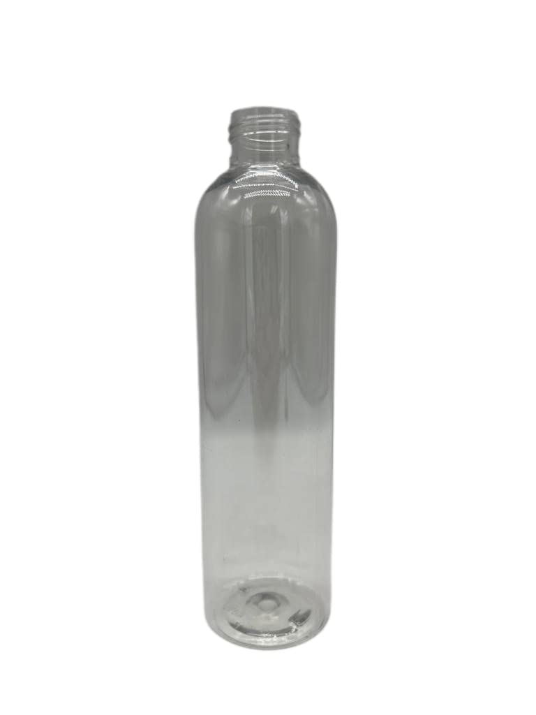 Natural Farms 8 oz Clear Cosmo Plastic Bottles -12 Pack Empty Bottle Refillable - BPA Free - Essential Oils - Aromatherapy | White Twist Top Caps - Made in the USA