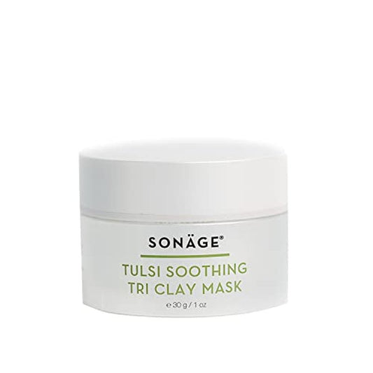 SONAGE Tulsi Soothing Tri Clay Mask | For Acne-Prone Skin | Mineral Rich Clay Mask Unclogs and Purifies Pores | Neem Oil and Turmeric