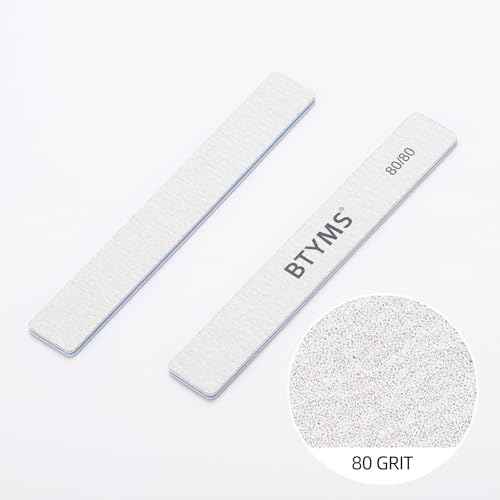 BTYMS 80/80 Grit Nail File - Professional Double-Sided Coarse Emery Boards for Shaping Acrylic & Gel Nails
