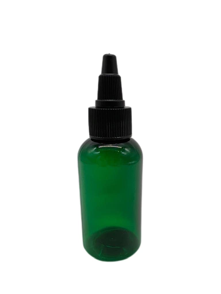 Natural Farms 2 oz Green Boston Bottles - 24 Pack Black Twist Open-Close Cap