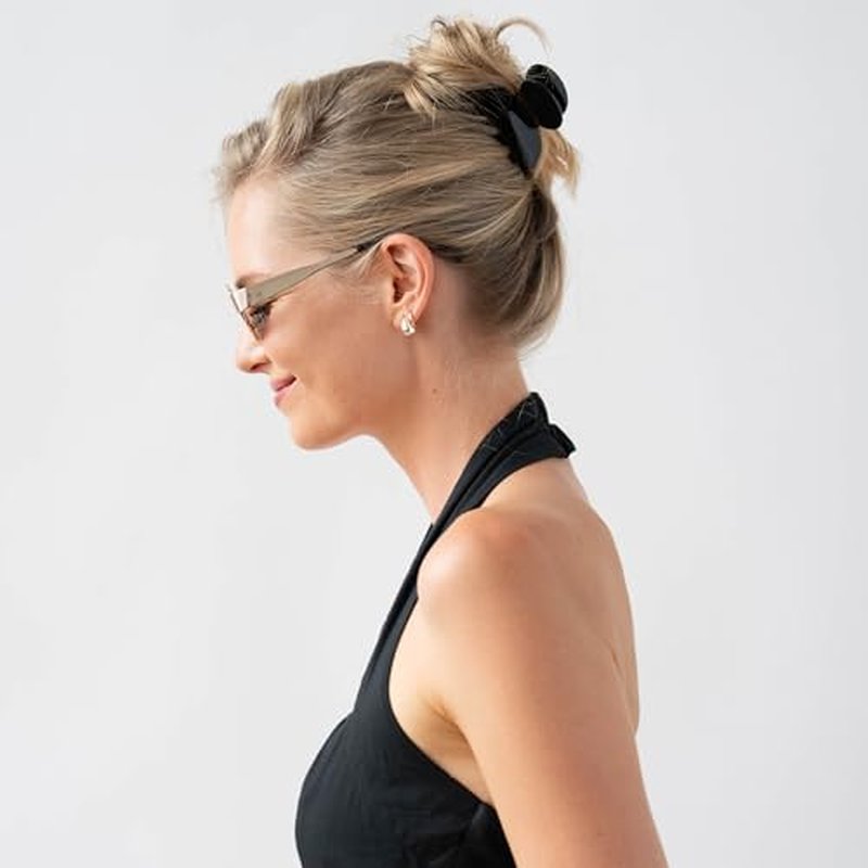 Black Hair Clip for Women, Small Couture Claw Clip by France Luxe, Strong Hold, Lightweight Feel, Damage-Free Design, Perfect for Half-Up Hairstyles