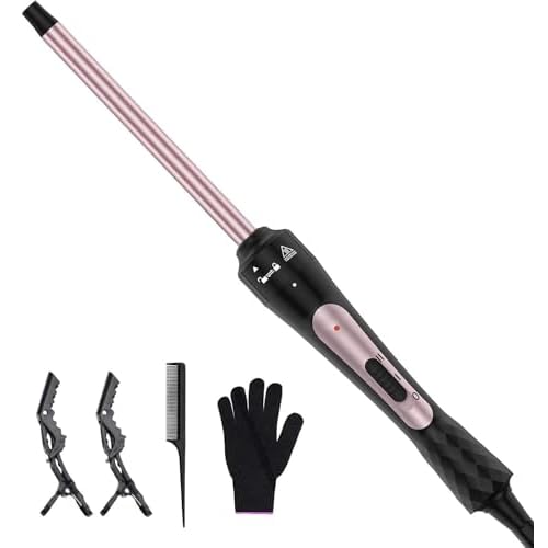 3/8 Inch Curling Iron, Small Curling Wand for Short & Long Hair, Ceramic Wand Curling Iron with 2 Temperature, Instant Heat Up, Halloween Christmas Gifts for Women