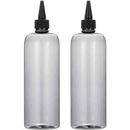 driew Applicator Bottles for Hair, 16.9oz Clear Hair Squeeze Bottle for liquids Twist-On Top Tip Cap Color Applicator Bottle Hair Dye Bottle Pack of 2